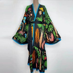 Tropical Belted Bikini Cover-up Kimono